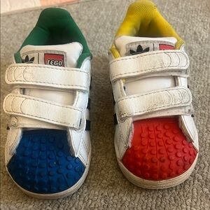 Adidas Red and Blue Sneakers Lego  with Velcro Straps